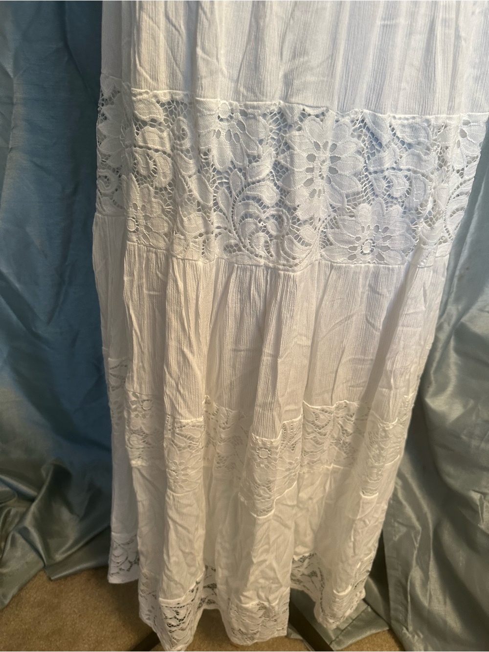 Robbie Bee White Lace Tiered Scoop-Neck Maxi Dress 2x - Picture 5 of 8